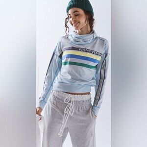 NWT FREE PEOPLE MOVEMENT LONG SHOT MOCK NECK TOP ARCTIC SNOW COMBO